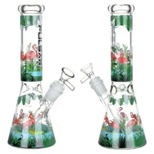 Pulsar Chillin' Flamingos Glass Beaker Water Pipe - Haze Smoke Shop USA - Vaporizers Super Store