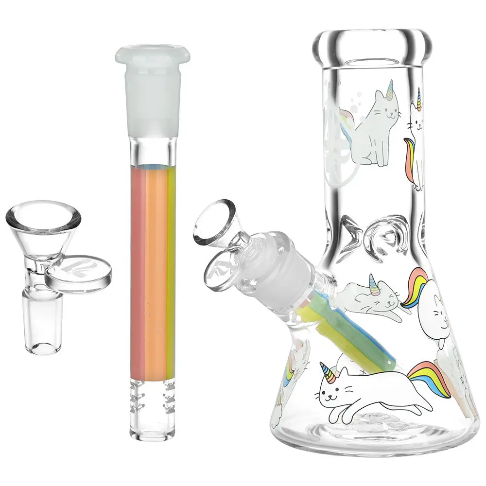 0a33bf2b-d003-4e21-94be-aff4ef078e10.jpg Pulsar Caticorns Design Glass Beaker Water Pipe - Image 2