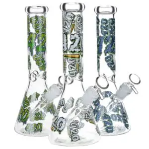 420 Clouds Glow In The Dark Beaker Glass Water Pipe - Haze Smoke Shop USA - Vaporizers Super Store