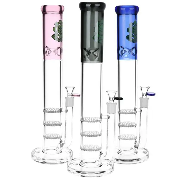 SeshGear Triple Honeycomb Perc Straight Tube Water Pipe - Haze Smoke Shop USA - Vaporizers Super Store
