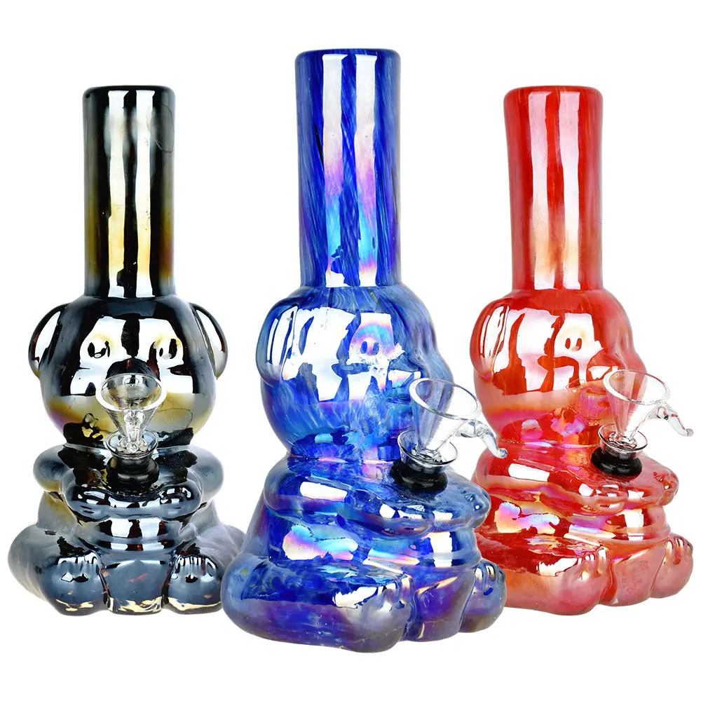 Bear-y Shiny Electroplated Soft Glass Water Pipe - Haze Smoke Shop USA - Vaporizers Super Store