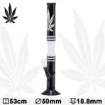 Black and White Hemp Leaf Glass Water Pipe