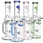 Diamond Glass Gold Inline Perc Recycler Water Pipe - Haze Smoke Shop USA - Vaporizers Super Store
