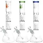 Double Stacked Hemp Leaf Beaker Water Pipe