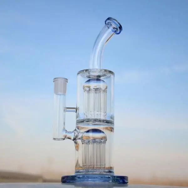 Glass Straight Water Pipe w/ Dual Arm Percolators 10.6" - Haze Smoke Shop USA - Vaporizers Super Store