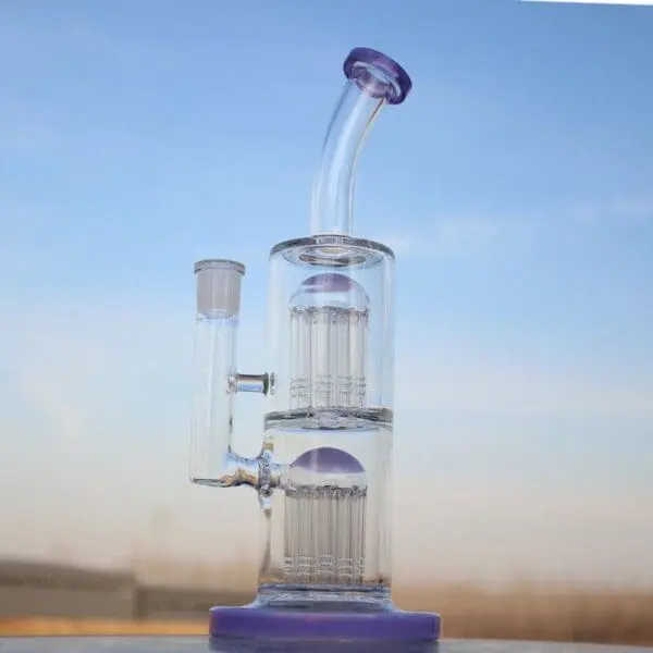 Glass Straight Water Pipe w/ Dual Arm Percolators 10.6" - Haze Smoke Shop USA - Vaporizers Super Store
