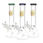 Gold Hemp Leaf Glass Beaker Water Pipe - Haze Smoke Shop USA - Vaporizers Super Store