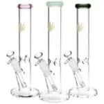 Gold Hemp Leaf Straight Tube Water Pipe
