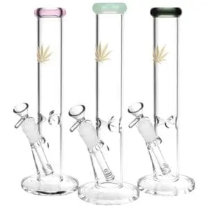 Gold Hemp Leaf Straight Tube Water Pipe - Haze Smoke Shop USA - Vaporizers Super Store