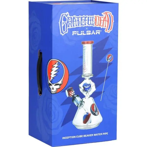 Grateful Dead x Pulsar Inception Cube Beaker Glass Water Pipe - Haze Smoke Shop USA - Vaporizers Super Store