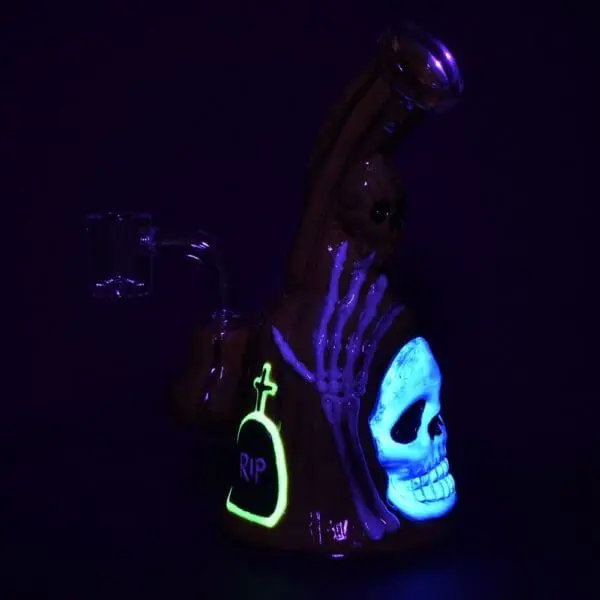 Haunted Gourd Enamel on Glow in the Dark Glass Dab Rig - Haze Smoke Shop USA - Vaporizers Super Store