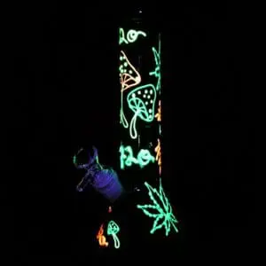 Hemp Leaf Glow In The Dark Beaker Glass Bong - Haze Smoke Shop USA - Vaporizers Super Store