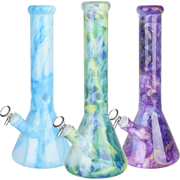 Marbled Glass Beaker Water Pipe - Haze Smoke Shop USA - Vaporizers Super Store