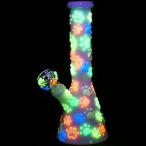 Paws for the Cause Glow in Dark Beaker Water Pipe - Haze Smoke Shop USA - Vaporizers Super Store