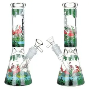 Pulsar Chillin' Flamingos Glass Beaker Water Pipe - Haze Smoke Shop USA - Vaporizers Super Store