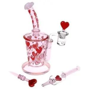 Pulsar Valentine's Love Hearts Glass Dab Rig Set - Haze Smoke Shop USA - Vaporizers Super Store