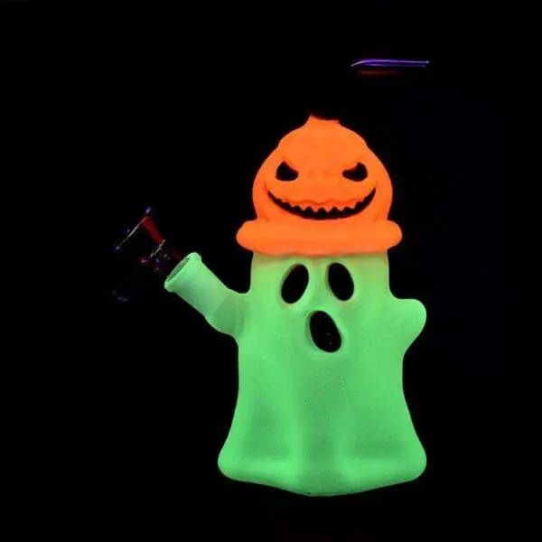 Pumpkin Head Ghost Glow In The Dark Glass Bong - Haze Smoke Shop USA - Vaporizers Super Store
