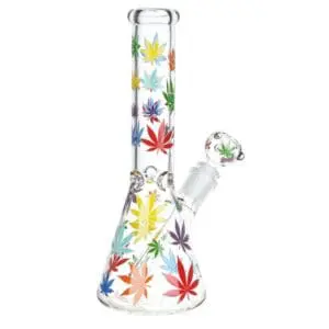 Rainbow Pride Leaf Beaker Glass Water Pipe - Haze Smoke Shop USA - Vaporizers Super Store