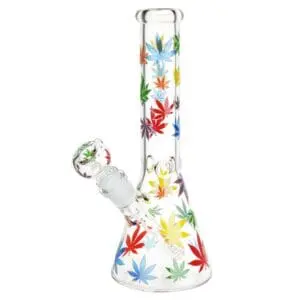 Rainbow Pride Leaf Beaker Glass Water Pipe - Haze Smoke Shop USA - Vaporizers Super Store