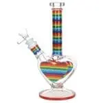 Rainbow Striped Heart Glass Water Pipe - Haze Smoke Shop USA - Vaporizers Super Store
