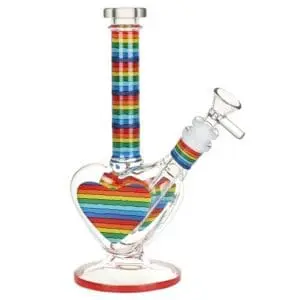 Rainbow Striped Heart Glass Water Pipe - Haze Smoke Shop USA - Vaporizers Super Store