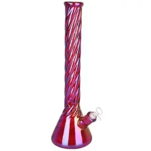 Red Spiral Neck Glass Beaker Water Pipe - Haze Smoke Shop USA - Vaporizers Super Store