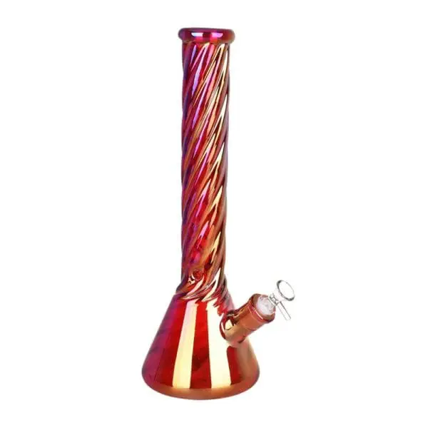 Red Spiral Neck Glass Beaker Water Pipe - Haze Smoke Shop USA - Vaporizers Super Store