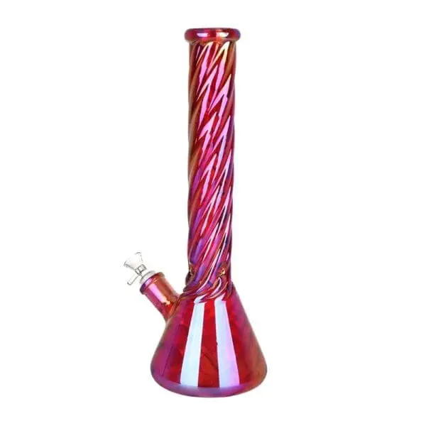 Red Spiral Neck Glass Beaker Water Pipe - Haze Smoke Shop USA - Vaporizers Super Store