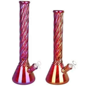 Red Spiral Neck Glass Beaker Water Pipe - Haze Smoke Shop USA - Vaporizers Super Store