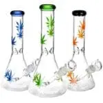 Sacre Bleu Leaf Print Beaker Water Pipe