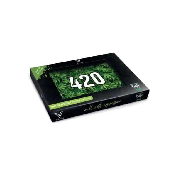420 Green Glass Rollin'  Tray - Haze Smoke Shop USA
