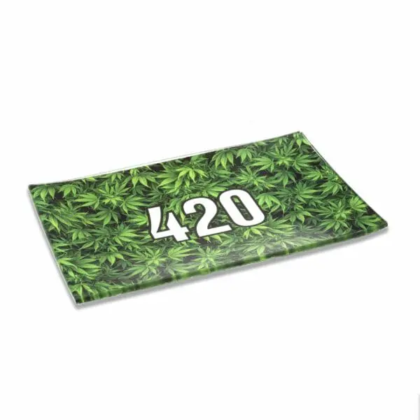 420 Green Glass Rollin'  Tray - Haze Smoke Shop USA