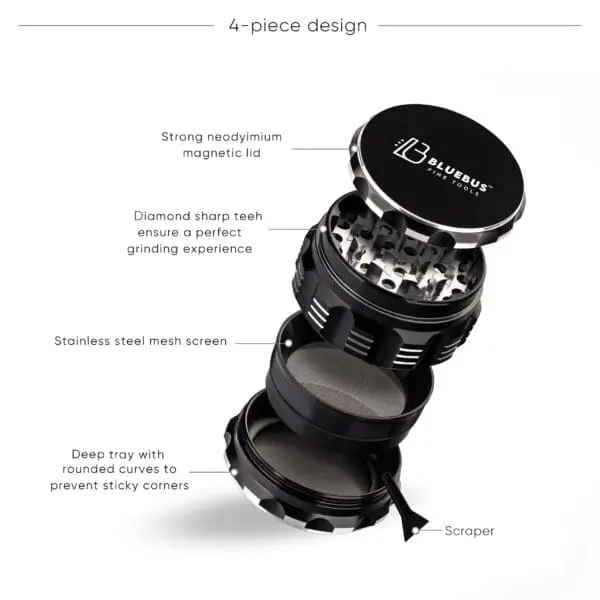 GA Aluminum Grinder Black - Haze Smoke Shop USA