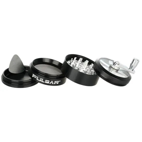 GR764 Pulsar Aluminum Crank Grinder - 4pc - 2.5" - Haze Smoke Shop USA