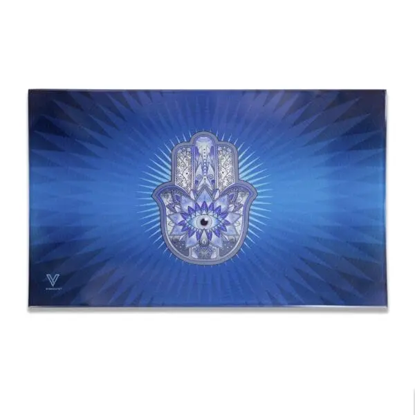 Hamsa Blue Glass Rollin' Tray - Haze Smoke Shop USA