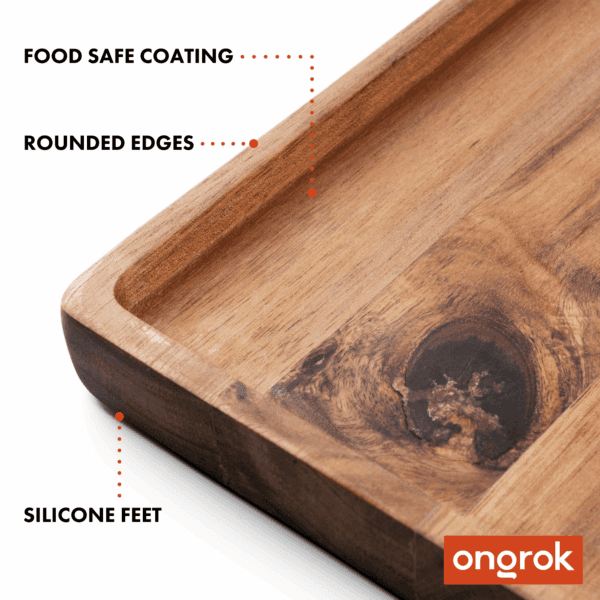 Ongrok Premium Natural Acacia Wood Tray - 9.5" x 9.5" - Haze Smoke Shop USA
