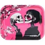 Pulsar Design Series Large Metal Rolling Tray - Sakura Skulls - 13"x11" Rolling Trays - Haze Smoke Shop USA