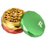 Pulsar Diamond Faceted Aluminum Herb Grinder - green and yellow