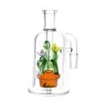 Pulsar Wild Flowers Glass Ash Catcher - 5" - 14mm - 90 Degree Ash Catchers - Haze Smoke Shop USA