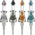 Rainbow Twist Glycerin Glass Dab Straw w/ Titanium Tip - Haze Smoke Shop USA - Vaporizers Super Store
