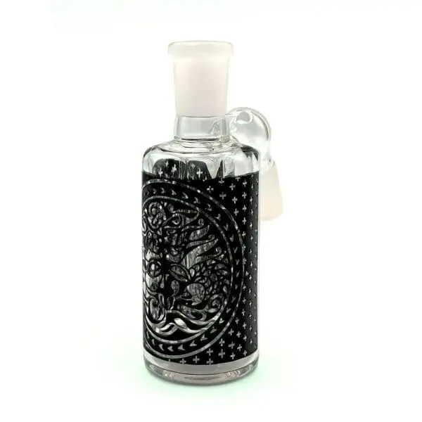 Tribal Print Ash Catcher with Showerhead Perc - 14mm Male - 45° - Haze Smoke Shop USA