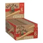 Zig Zag Unbleached Paper Cones - 6pk - 1 1/4" 24pcs Pre-Rolled Cones - Haze Smoke Shop USA