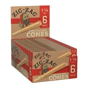 Zig Zag Unbleached Paper Cones - 6pk - 1 1/4" 24pcs Pre-Rolled Cones - Haze Smoke Shop USA