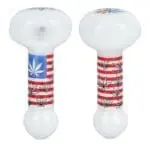 American Hemp Leaf Flag Glow Glass Spoon Pipe Glass Pipes - Haze Smoke Shop USA