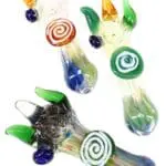 Color-Changing Silver Fumed Spiked Glass Hand Pipe Spike Show