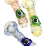 Color Changing Spiral Frit Glass Spoon Pipe One-Eyed Wonder