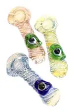 Color Changing Spiral Frit Glass Spoon Pipe One-Eyed Wonder Glass Pipes - Haze Smoke Shop USA