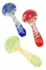 Color-Changing Spiral Frit Spoon Pipe Mini Carnival - Haze Smoke Shop USA