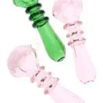 Colored Rings White Frit Glass Pipe Candy Columns