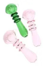 Colored Rings White Frit Glass Pipe Candy Columns Glass Pipes - Haze Smoke Shop USA
